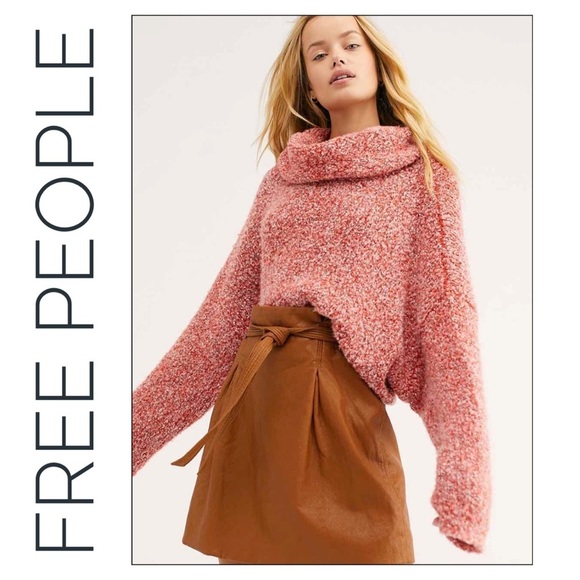 FREE People Red BFF Cowl Neck Slouchy Sweater - Picture 8 of 8